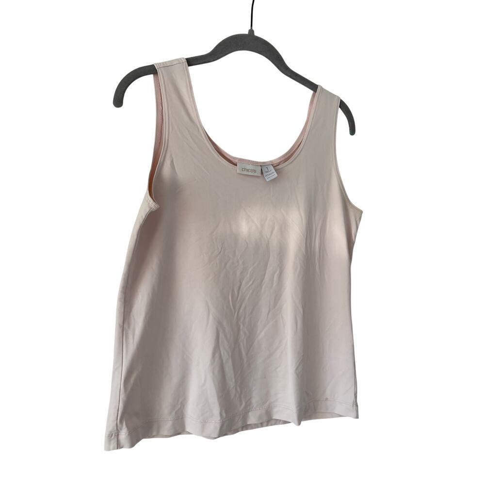Chico’s Travelers Tank Top Medium Pink Sleeveless Stretch Layering Shell - Picture 3 of 6